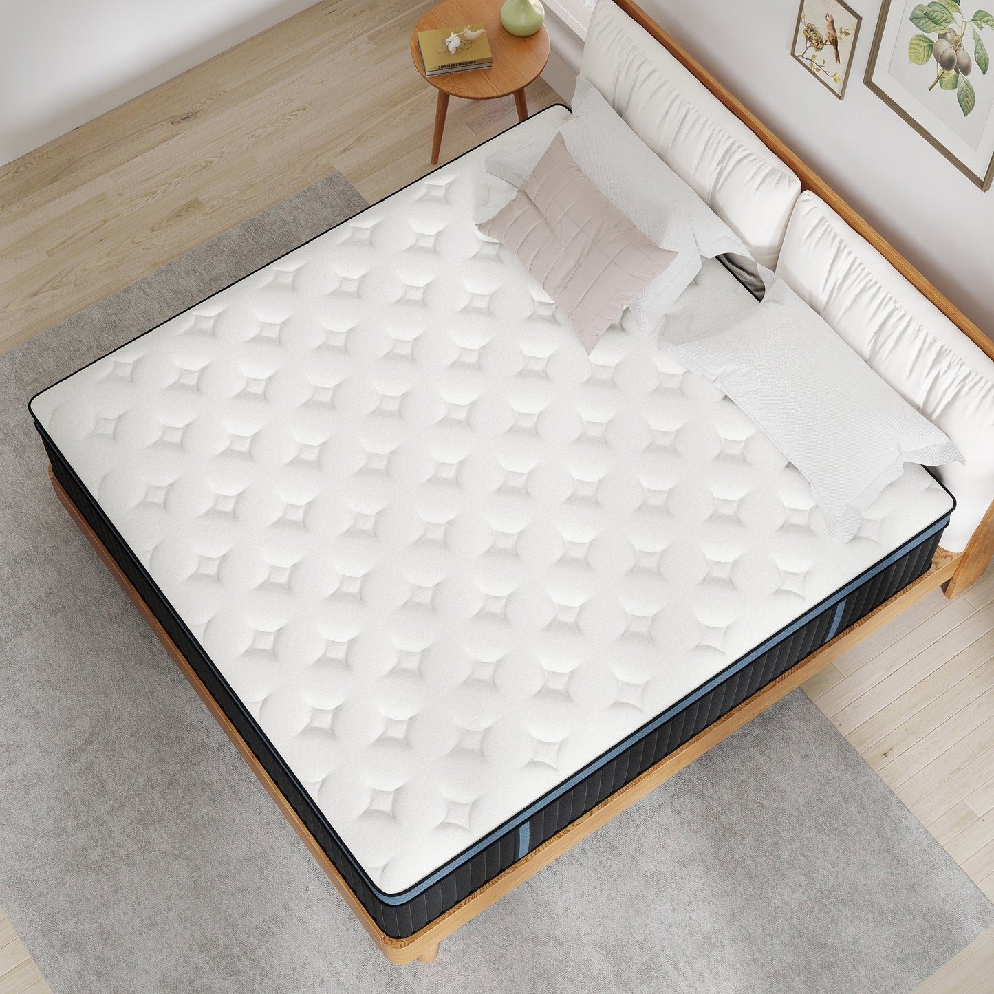 Kviwasha Queen Mattress 14 inch Memory Foam and Spring Hybrid Mattress in a Box Pressure Relief, Breathable