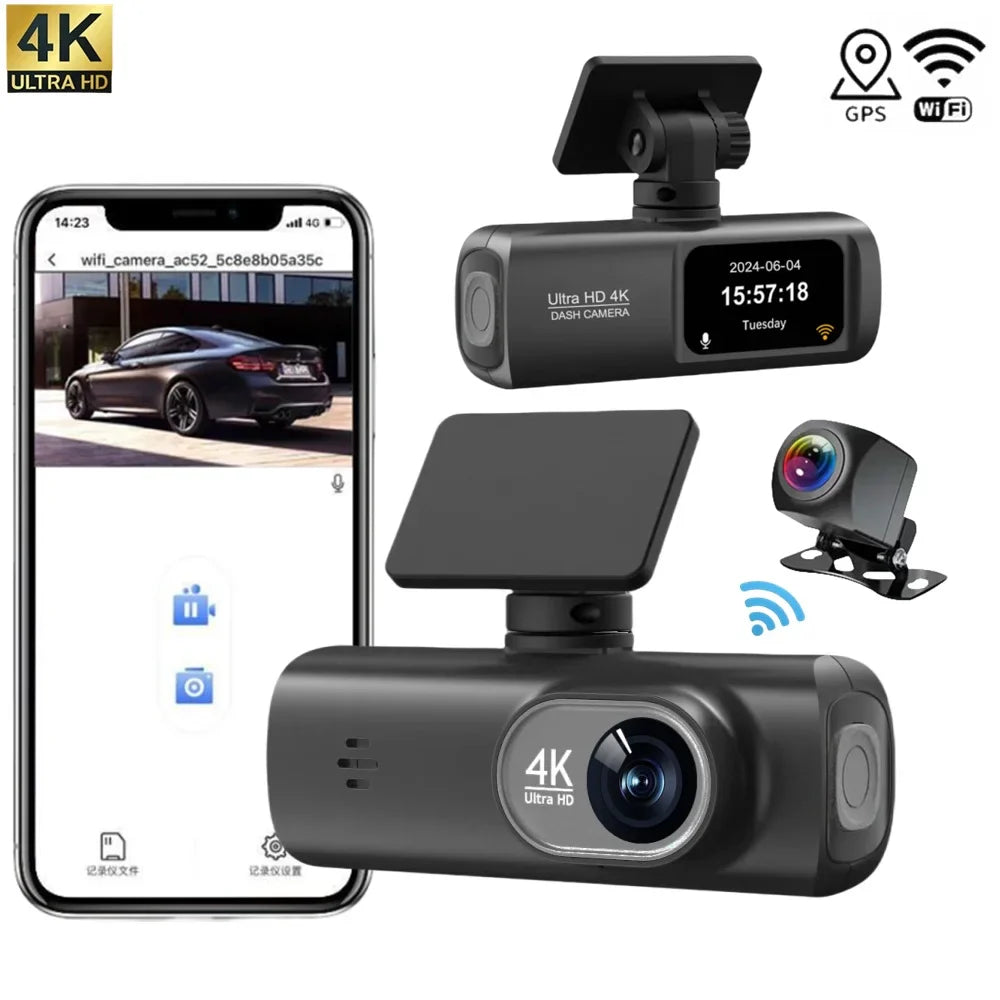 LIVOSA Dash Cam Front and Rear, 4K Dash Cam with WiFi & GPS, Dash Camera for Cars, Dashcam with APP, Car Camera with G-Sensor, Night Vision, WDR, Loop Recording