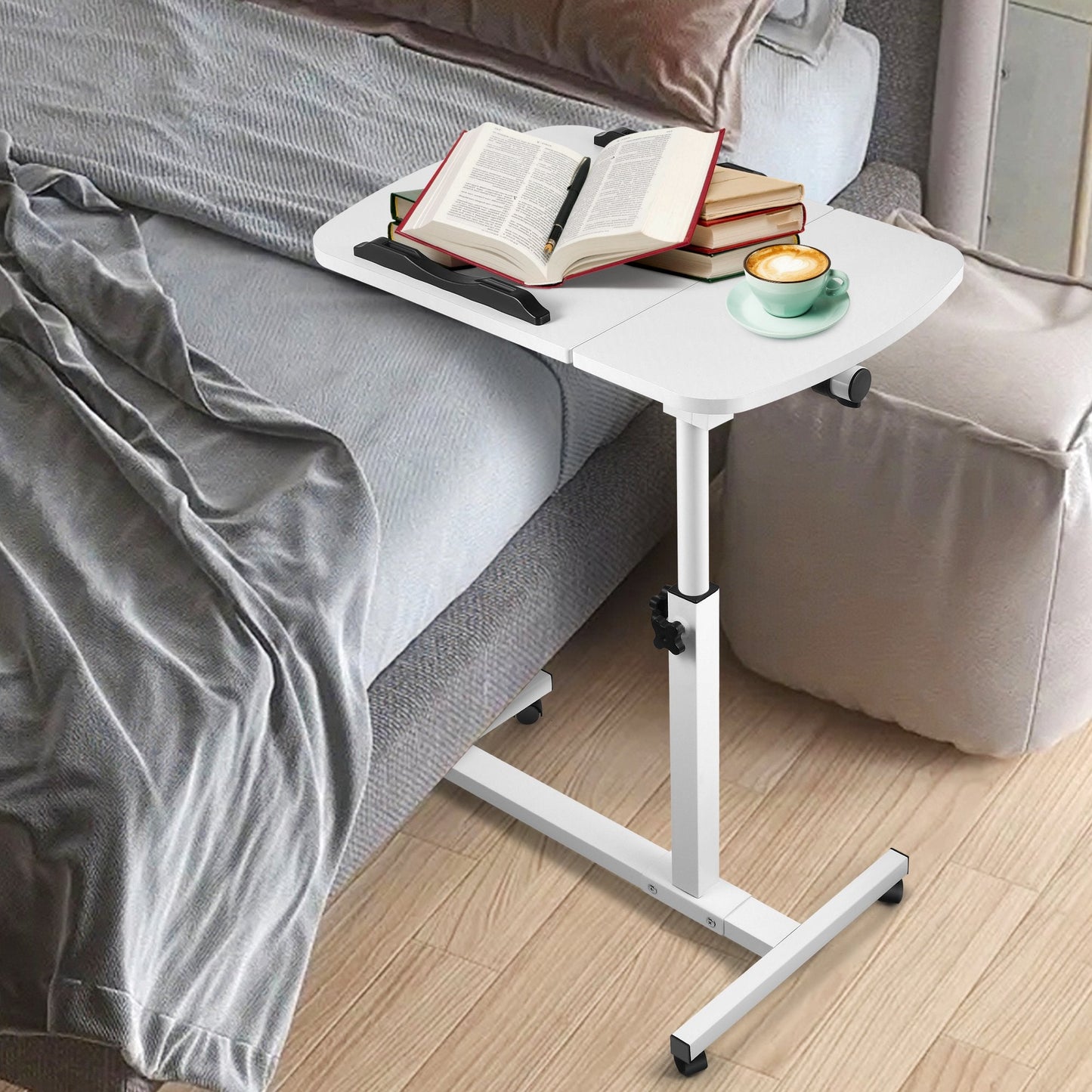 FANCYBANT Adjustable Laptop Notebook Desk Table Stand Holder Swivel Home Office Wheels New