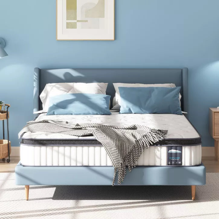 Serweet 12 inch Breathable Hybrid Mattress - Compatible with Platform Bed, Box Spring, or Slat Base