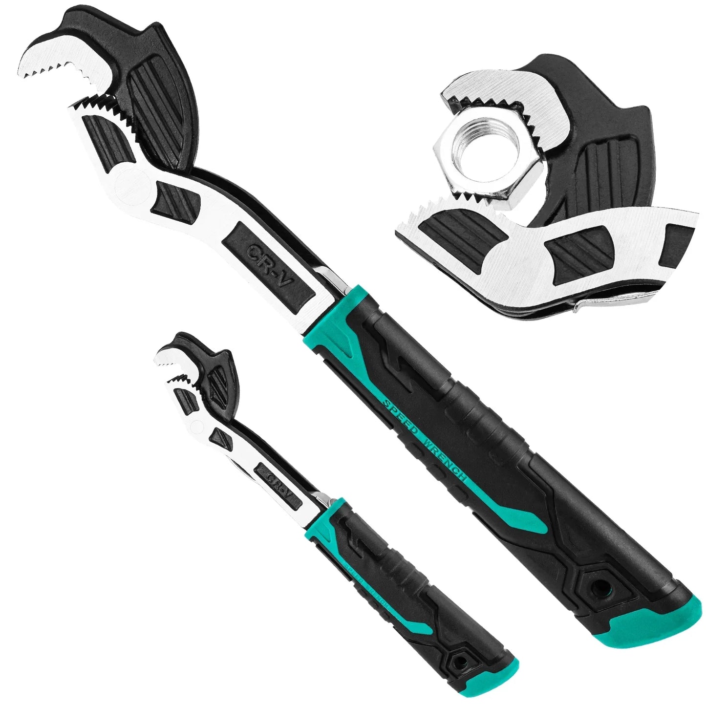 Tomorotec 2-Pack Adjustable Wrenches for Home, Auto, Bike Repairs - Self-Locking Quick-Adjust Durable CR-V Construction Fits 0.28"-1.38", Ergonomic TPR Handle Lightweight Design for Reduced Fatigue
