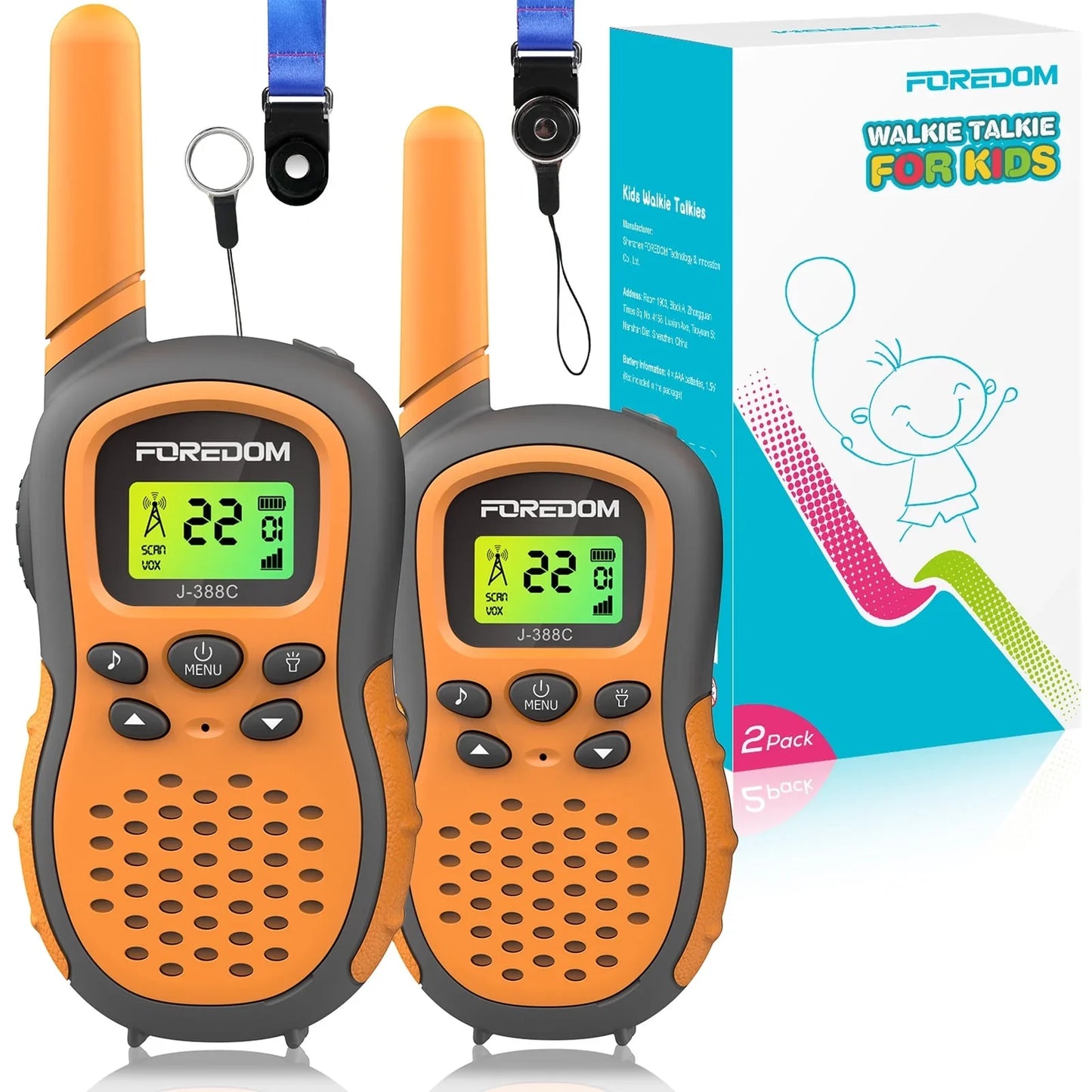FOREDOM J388C Kids Walkie Talkies for Boys & Girls, Long Range