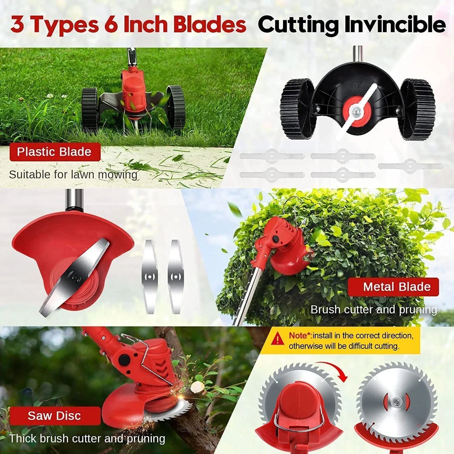Electric Weed Eater Wacker, Grass Trimmer Weed Lawn Edger Eater, 21V 650W Cordless Grass String Trimmer Cutter, Weed Wacker with 2 Battery