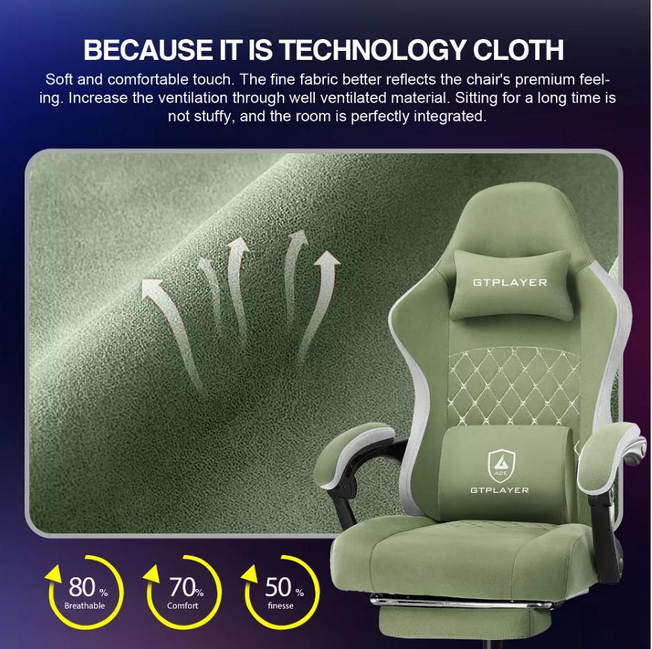 GTPLAYER Gaming Chair, Computer Office Chair with Pocket Spring Cushion, Linkage Armrests and Footrest