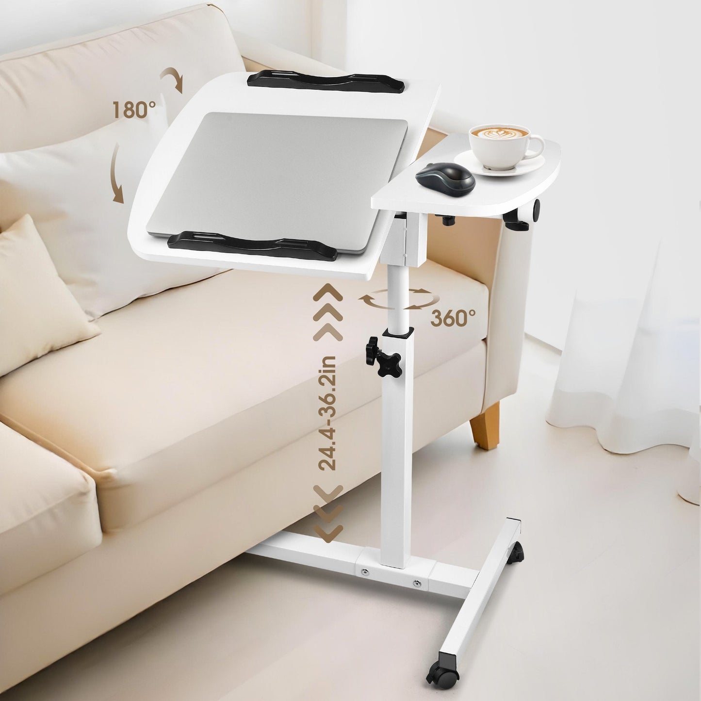 FANCYBANT Adjustable Laptop Notebook Desk Table Stand Holder Swivel Home Office Wheels New