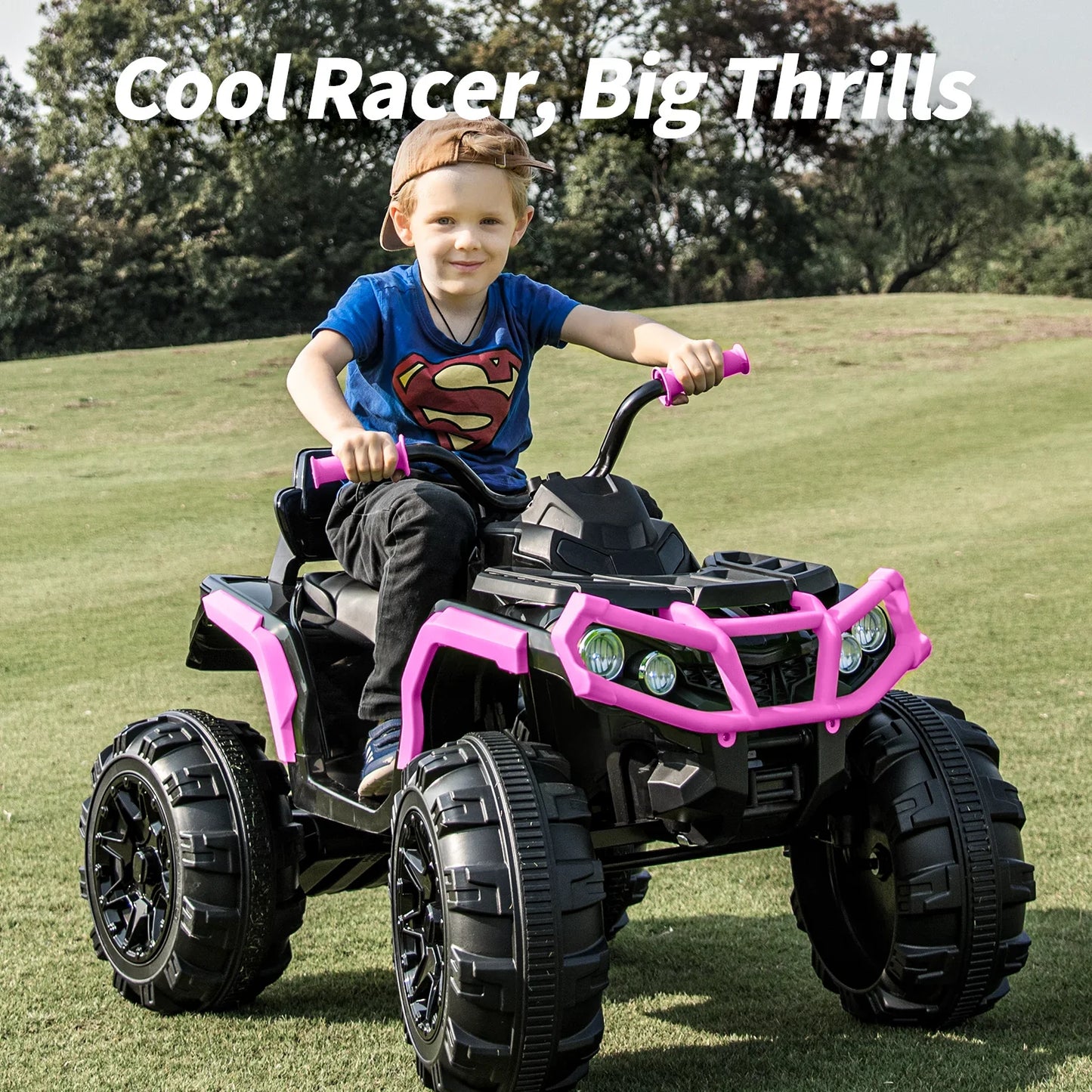 Hikiddo Kids ATV 4 Wheeler, 24V Kids Ride on Toy for Big Kid w/Bluetooth, 400W Motor - Pink