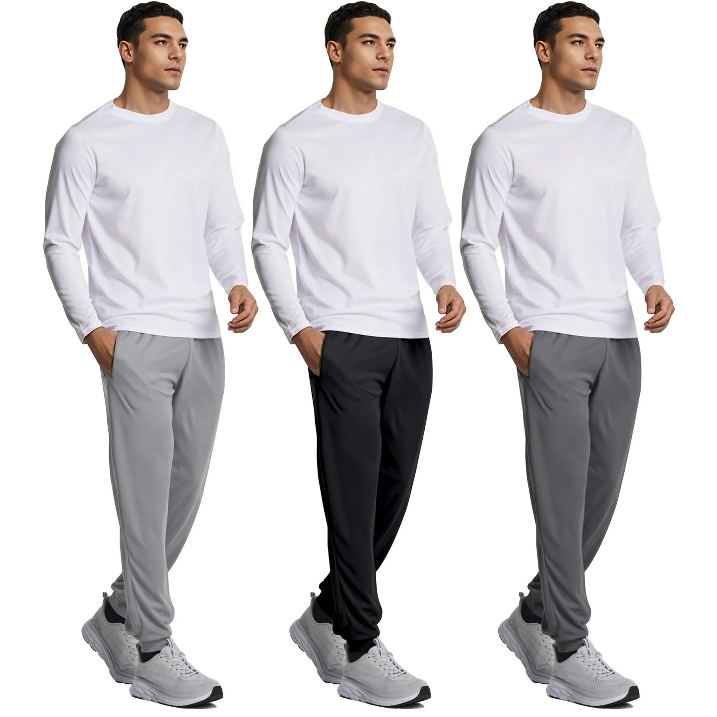 ASUDESIRE 3 Pack Men's Mesh Active Athletic Casual Jogger Running Sweatpants Lightweight Workout Gym Pants with Pockets