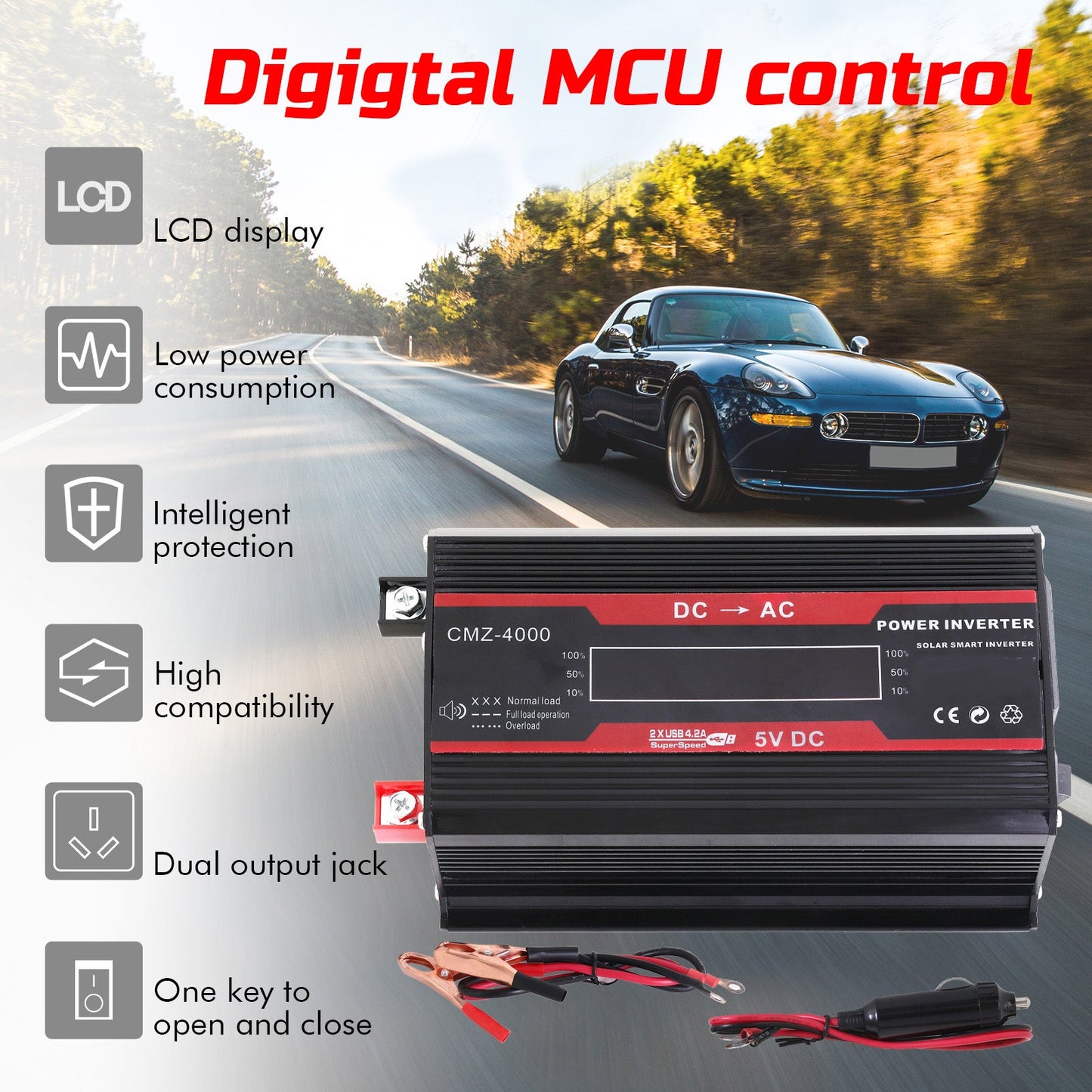E-commerce Giant 12V 800-Watt Continuous 3000-Watt Surge Power Inverter for Car