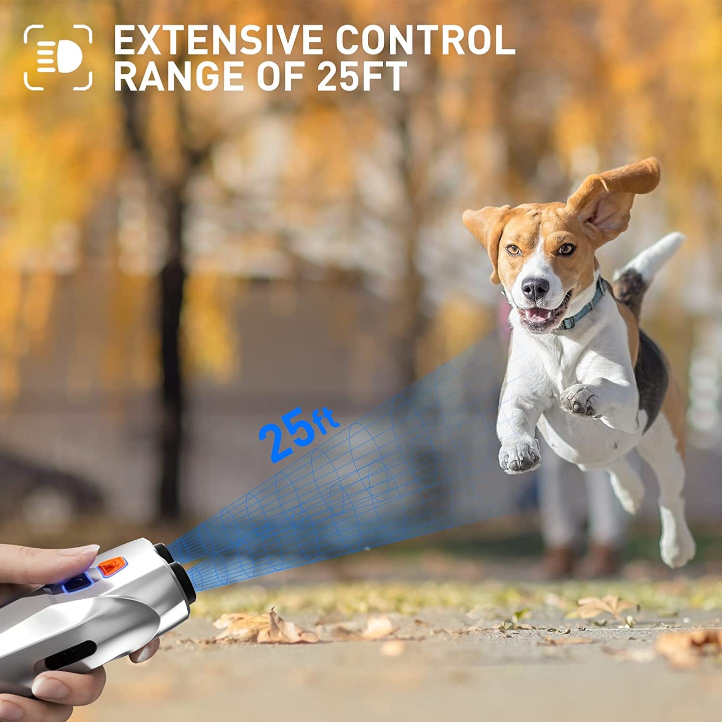 Anti Barking Device, Training/Deterrent Modes, Dual Sensor Ultrasonic Dog Barking Deterrent, Dog Whistle to Stop Barking with LED Lights, Dog Barking Control Devices Dog Training, 25 ft Range