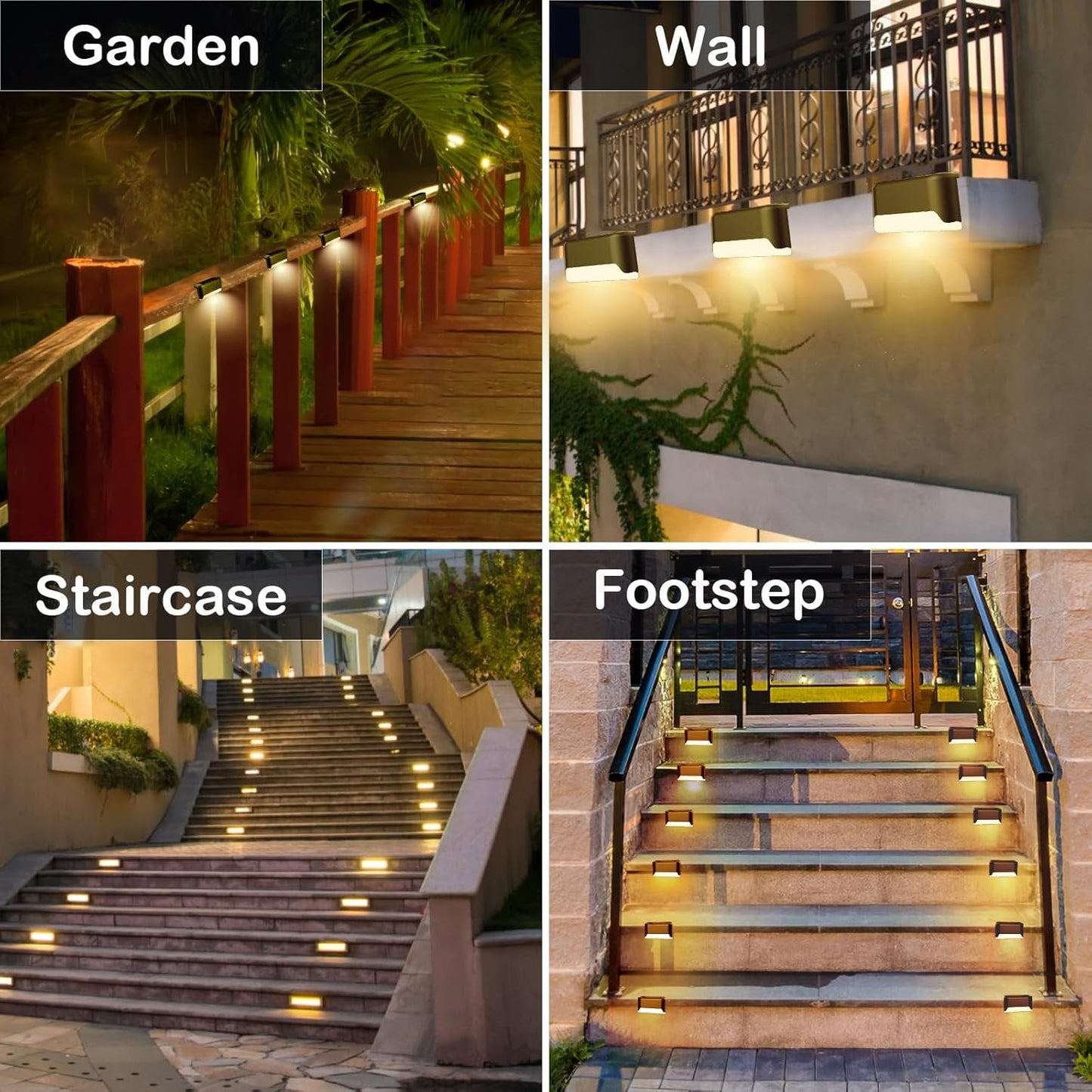 16 Pack Solar Deck Lights Outdoor, Solar Step Lights Waterproof LED Solar Lights for Outdoor Stairs Step Fence Yard Patio Pathway Christmas Decoration Lights(Black-Warm White)