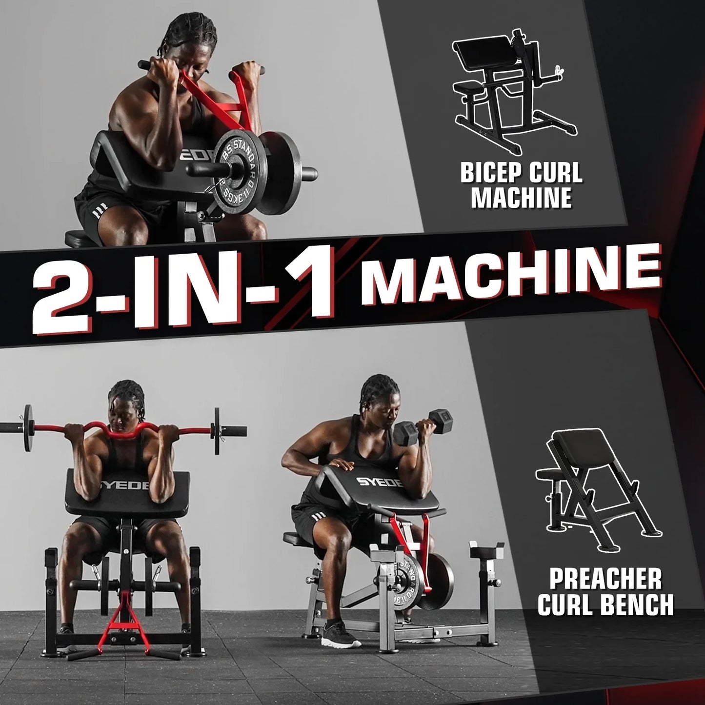 Preacher Curl Weight Bench Seated Arm Isolated Barbell Dumbbell Biceps Station Home Gym Max load 450lLBS