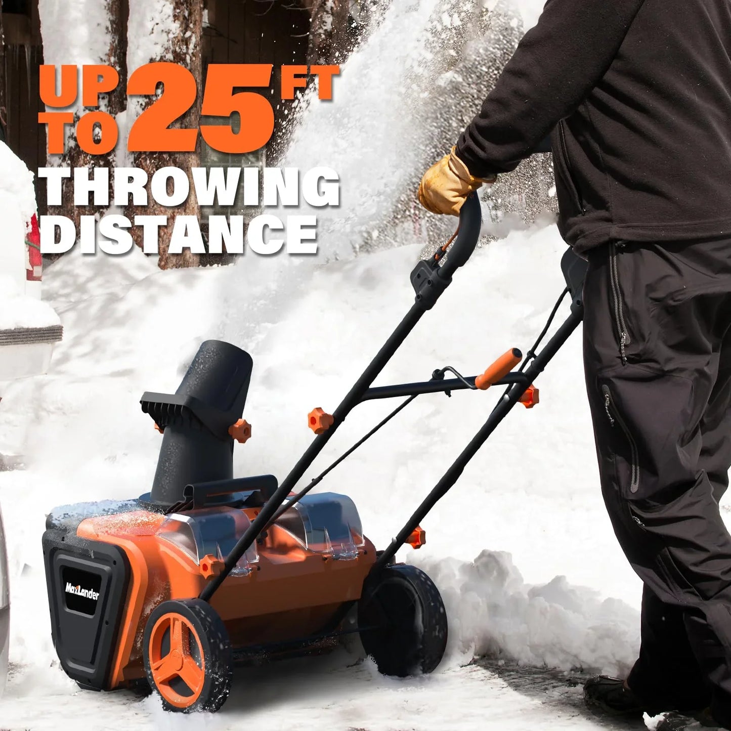 MAXLANDER Snow Blower Cordless, 40V 20-Inch Brushless Cordless Snow Blower with Dual LED Lights, 180 Rotating Chute, Electric Snow Blower Battery Powered 2 x 4.0Ah Batteries and Charger Included