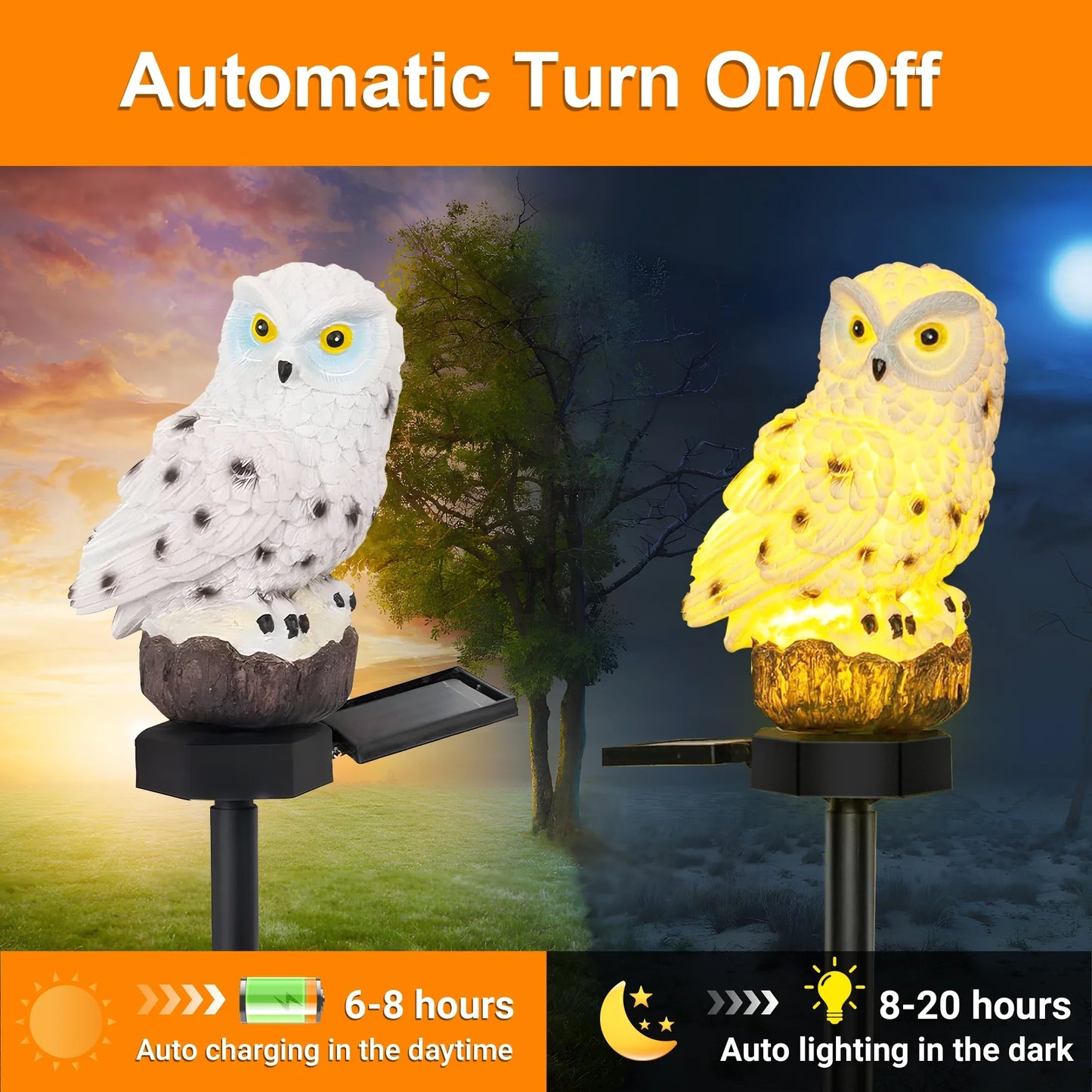 DAYBETTER Outdoor Solar Lights for The Garden Decor,Solar Powered Resin Owl LED Lights with Stake,Garden Yard Lawn Pathway Landscape Ornaments Patio Decorations Outside