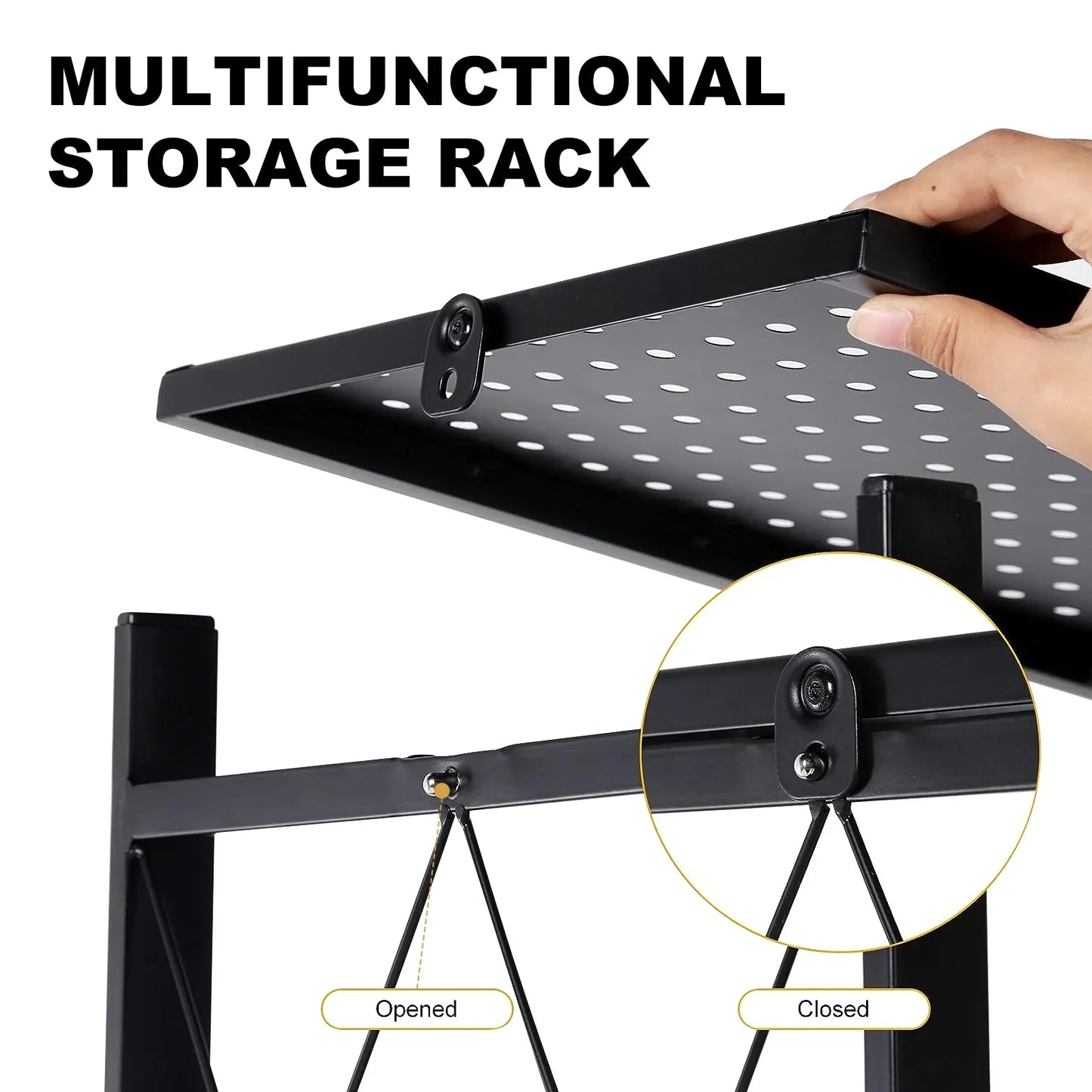 5 tier Storage Shelf, Foldable Shelf with Wheels,Storage Rack on Wheel, Foldable Shelf Unit, Foldable Storage Shelf Garage Shelves and Racks, Heavy Duty Metal Shelf, Kitchen Storage Shelf(2 PACK)