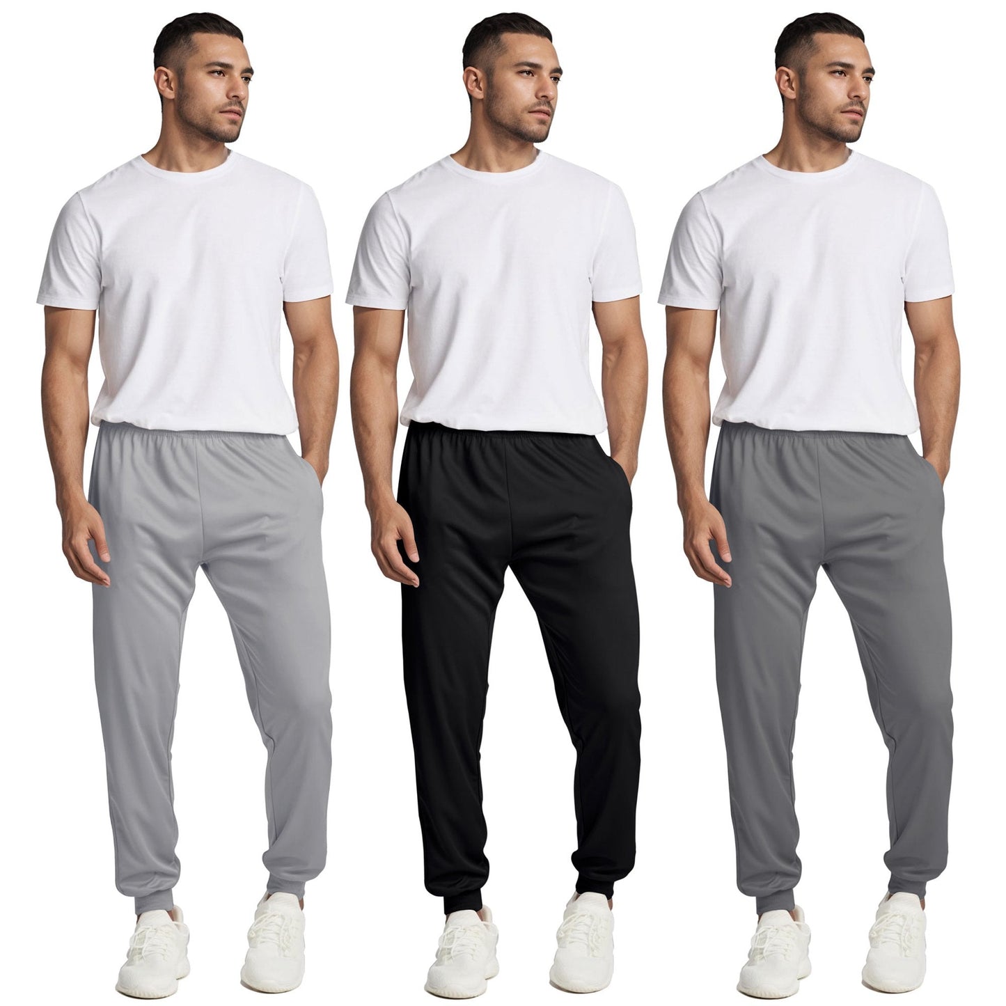 ASUDESIRE 3 Pack Men's Mesh Active Athletic Casual Jogger Running Sweatpants Lightweight Workout Gym Pants with Pockets