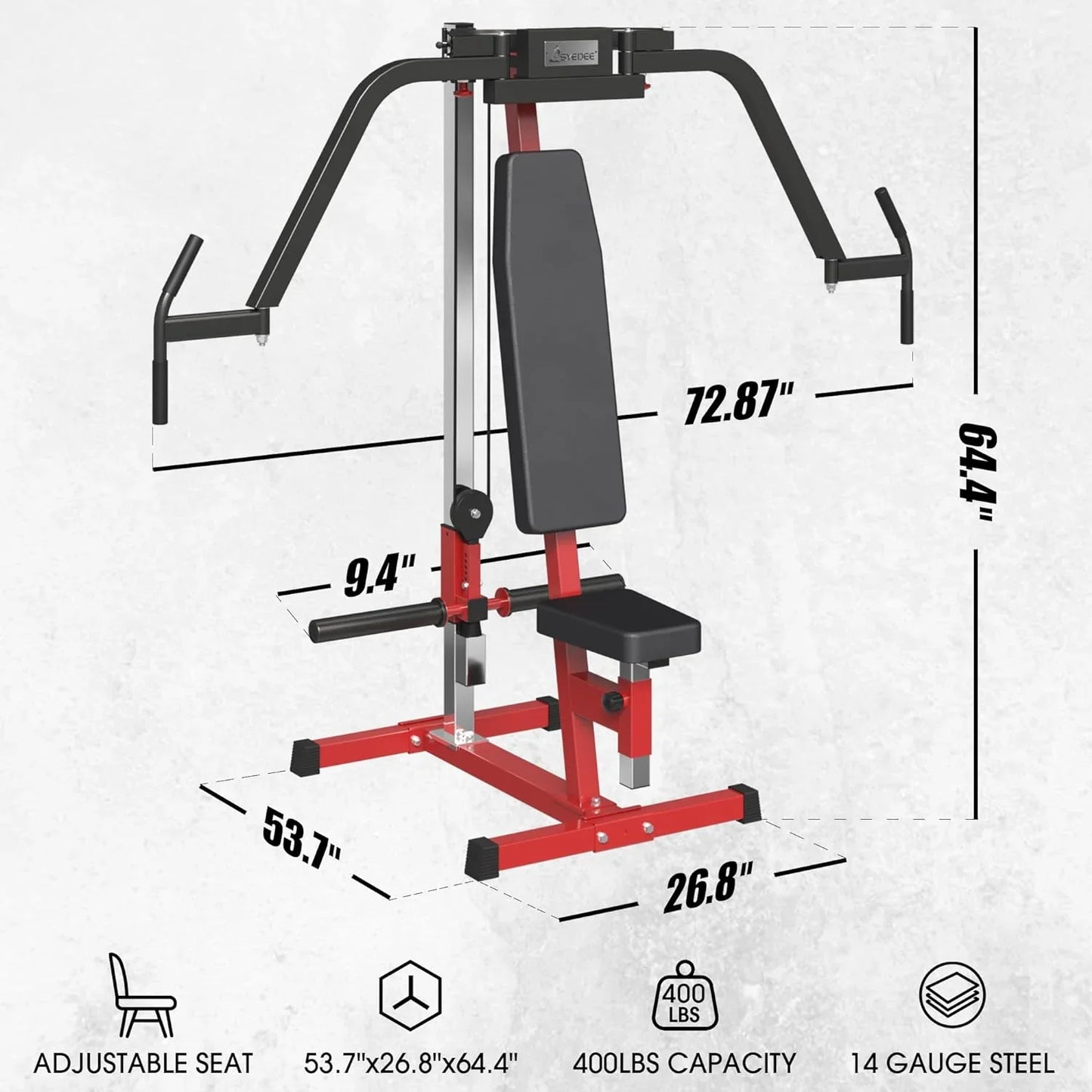 Syedee Chest Fly and Reverse Delt Machine, 400 LBS Upper Body Specialty Machine,Plate-Loaded PEC Fly Machine for Pectoral and Rear Deltoid for Home Gym