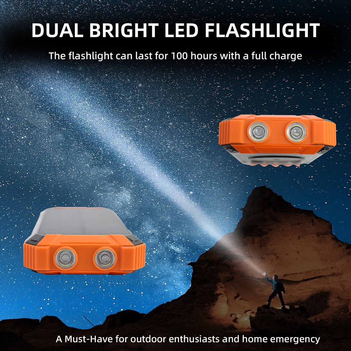 Baokaler 36000mAh Solar Power Bank Battery Pack Qi Wireless, Portable Wireless Charger with 4 Cables