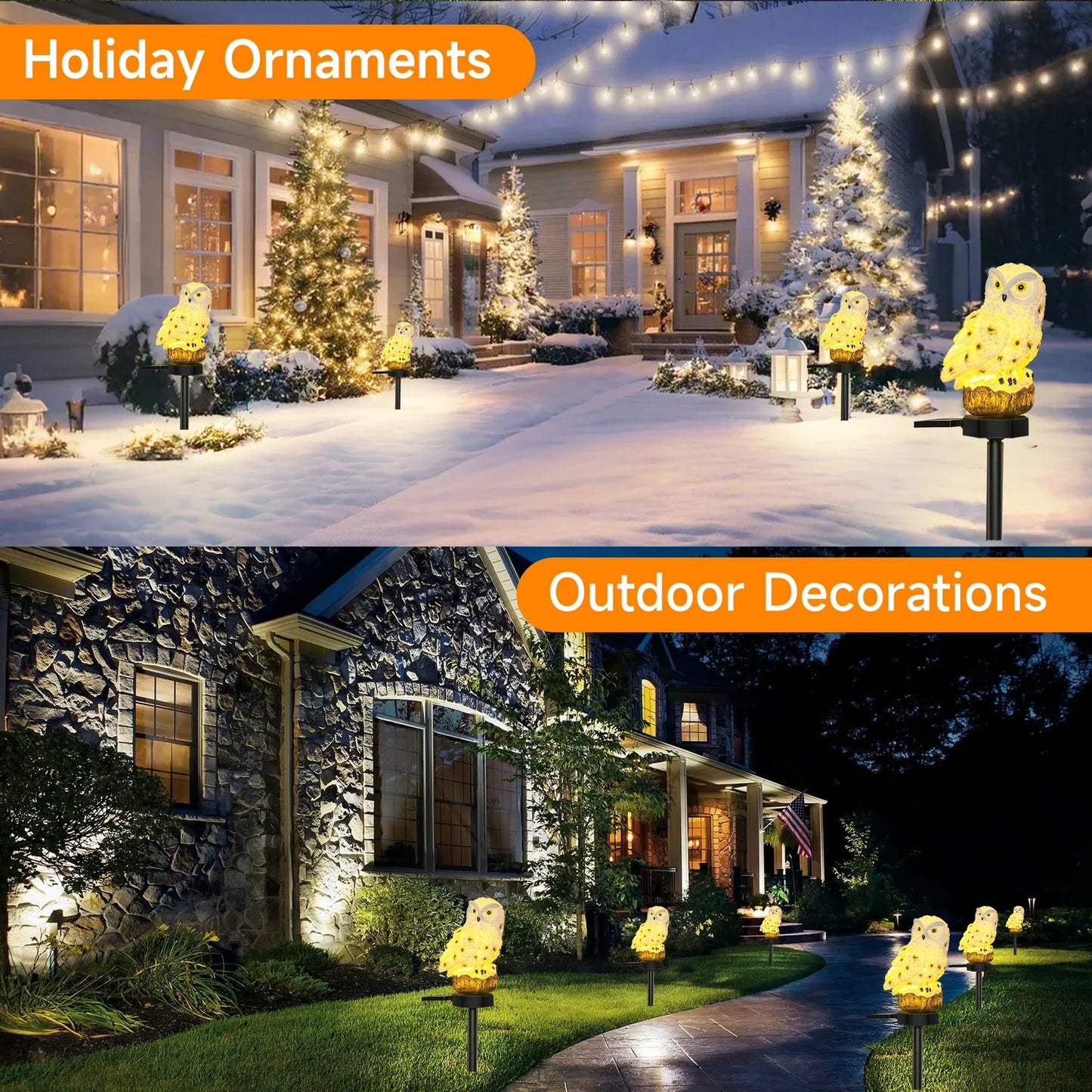 DAYBETTER Outdoor Solar Lights for The Garden Decor,Solar Powered Resin Owl LED Lights with Stake,Garden Yard Lawn Pathway Landscape Ornaments Patio Decorations Outside
