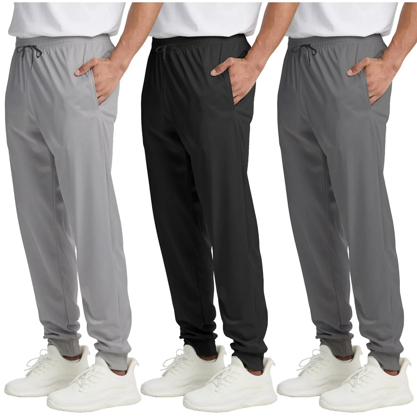 ASUDESIRE 3 Pack Men's Mesh Active Athletic Casual Jogger Running Sweatpants Lightweight Workout Gym Pants with Pockets
