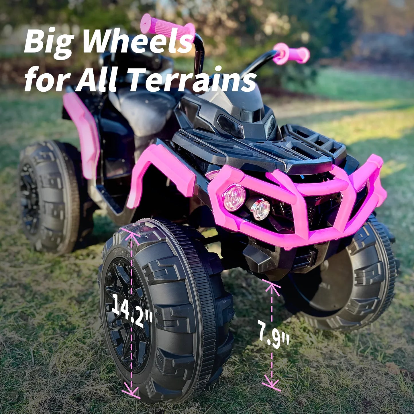 Hikiddo Kids ATV 4 Wheeler, 24V Kids Ride on Toy for Big Kid w/Bluetooth, 400W Motor - Pink