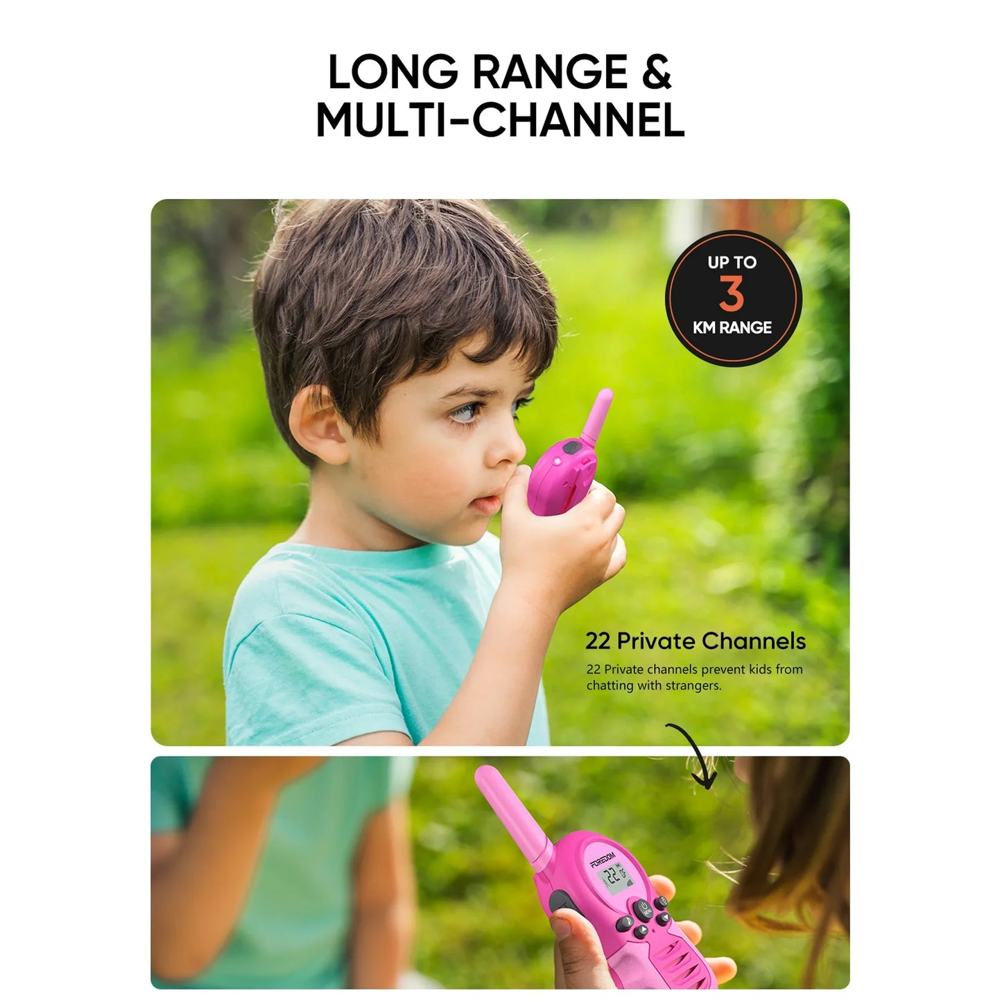 FOREDOM FD688 Rechargeable Walkie Talkies for Kids Long Range with Flashlight