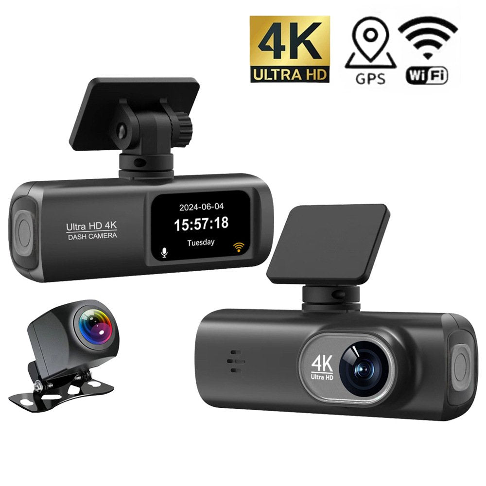 LIVOSA Dash Cam Front and Rear, 4K Dash Cam with WiFi & GPS, Dash Camera for Cars, Dashcam with APP, Car Camera with G-Sensor, Night Vision, WDR, Loop Recording
