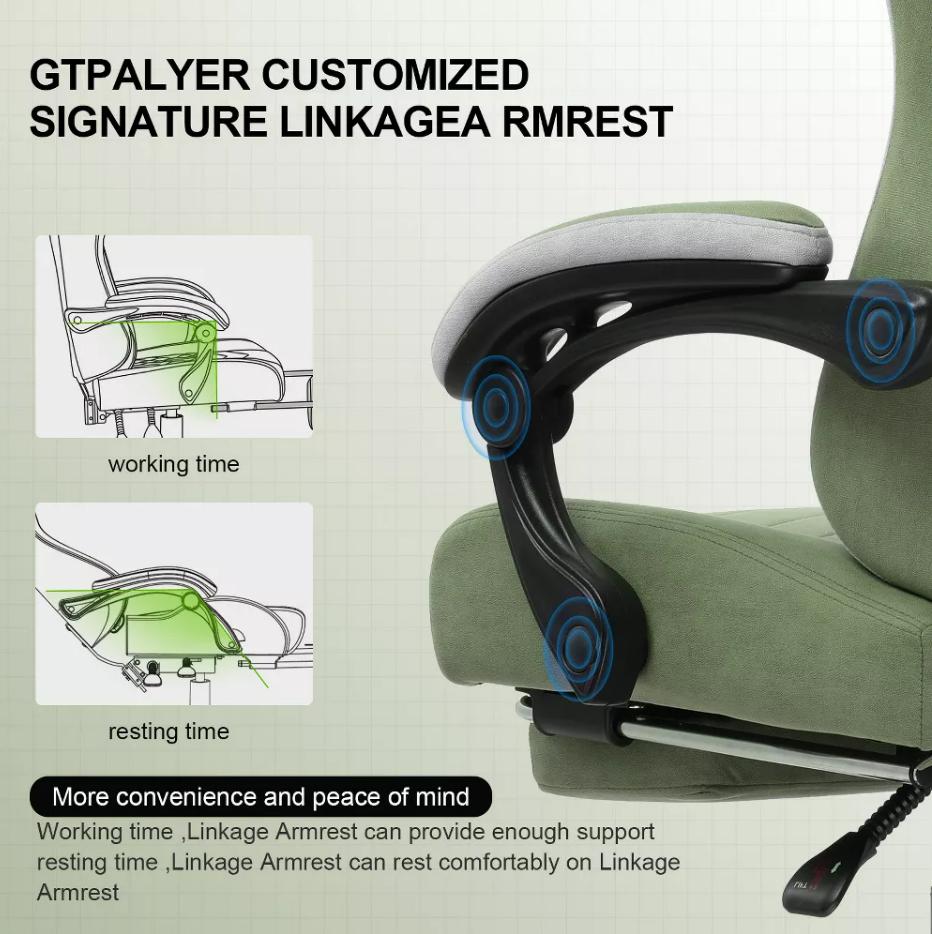 GTPLAYER Gaming Chair, Computer Office Chair with Pocket Spring Cushion, Linkage Armrests and Footrest