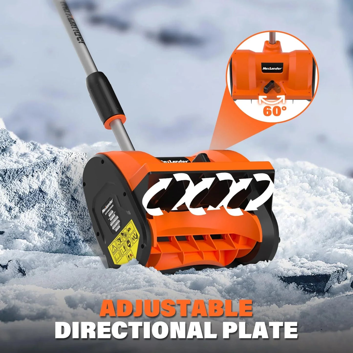 MAXLANDER Cordless Snow Shovel, 20V 12-Inch Electric Battery Snow Blower with Adjustable Handle (4.0Ah Battery, Charger and Cover Included)
