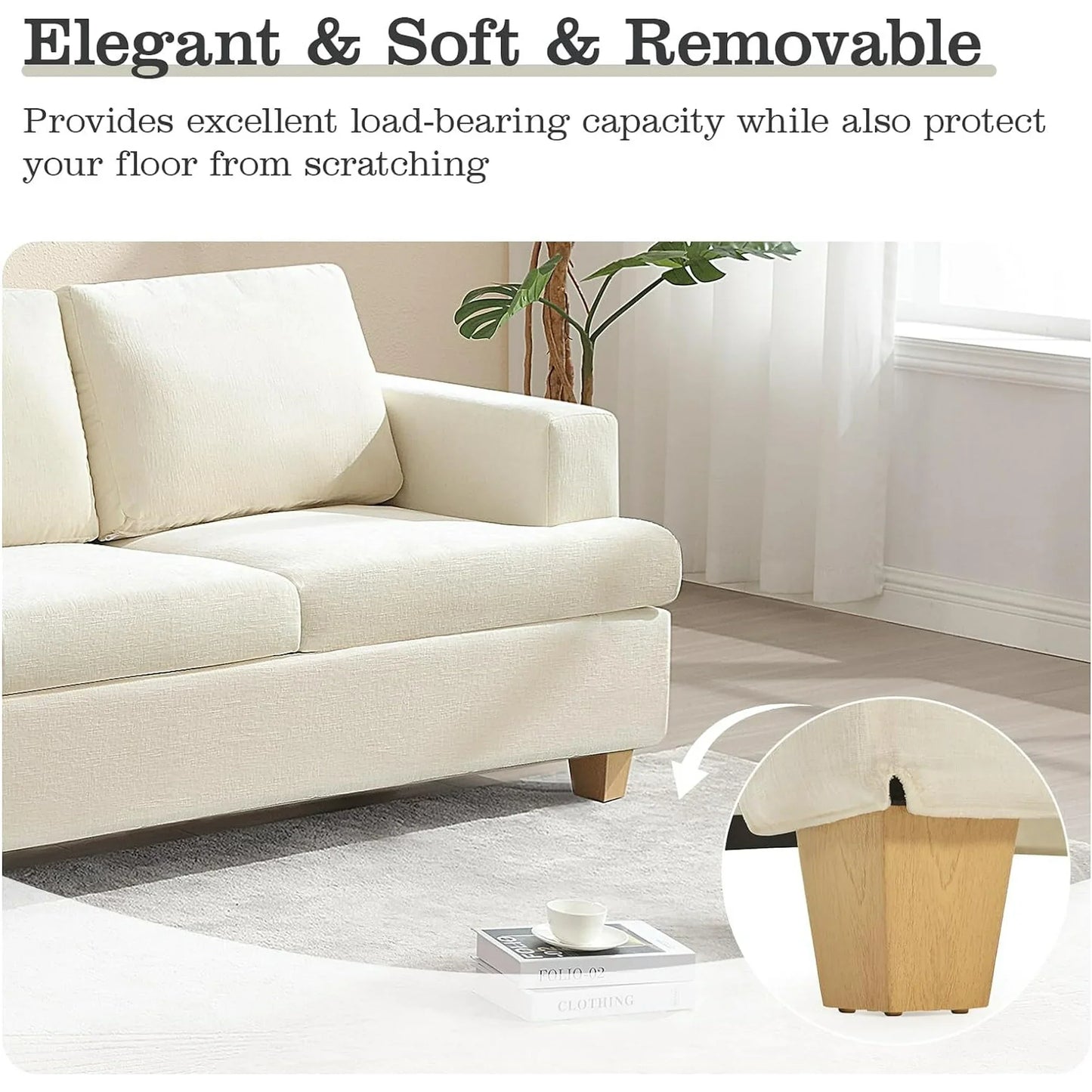 YOUDENOVA 89 Inch Sofa Couch, Modern 2-Seater Sofa for Living Room, Modern Sleeper Couches Deep Seat Sofa Lounge for Apartment, Beige Chenille