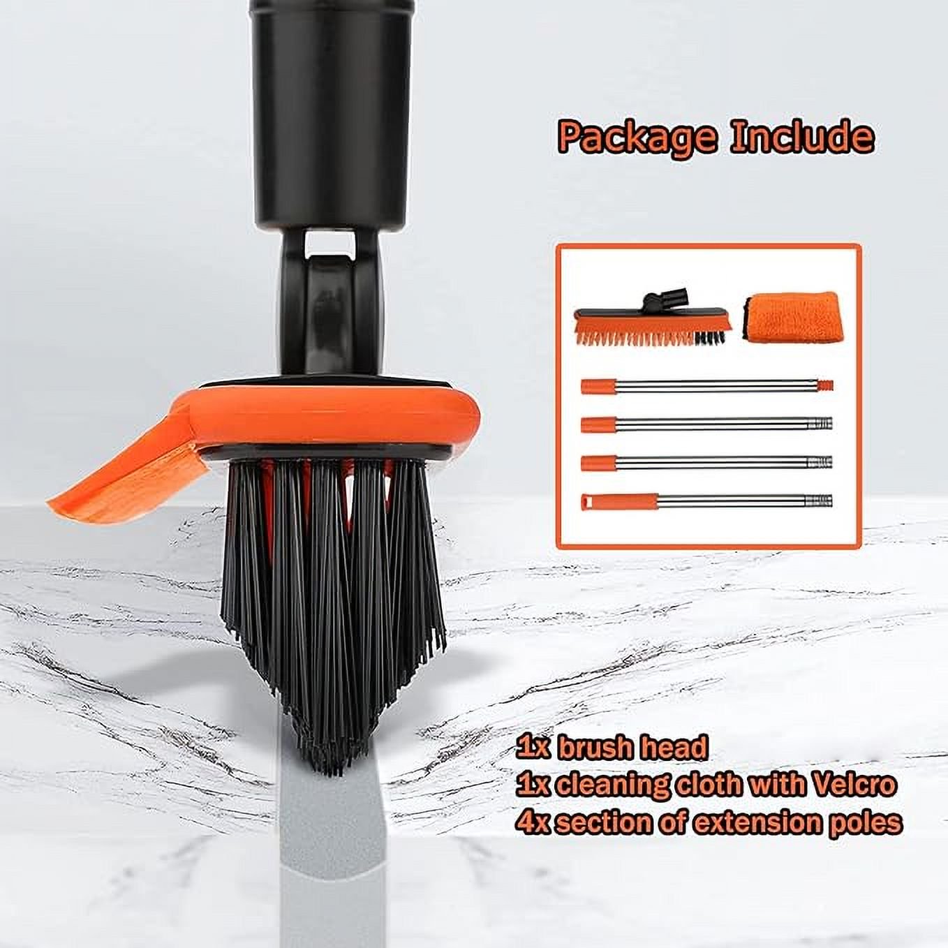 Grout Scrub Brush with Long Handle Grout Scrubber, V-Shape Crevice Cleaning Brush for Hard to Reach Areas, 180 Rotation Cleaner, Baseboards and Corners