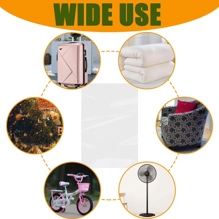 10 Count 40x60 inches large Clear Plastic Bag Giant Storage Bags Furniture Cover Plastic Bag for Moving Protection and Long Term Storage, Large Items Dustproof, Moistureproof (2 Mil)
