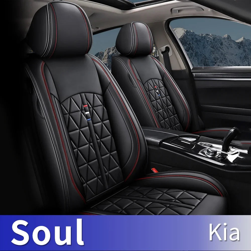 AOMSAZTO Fit Kia Soul 2010-2021 PU Leather Car seat Cover 21-seat Full Set Compatible Airbag Fit For Split Back Seat Headrest