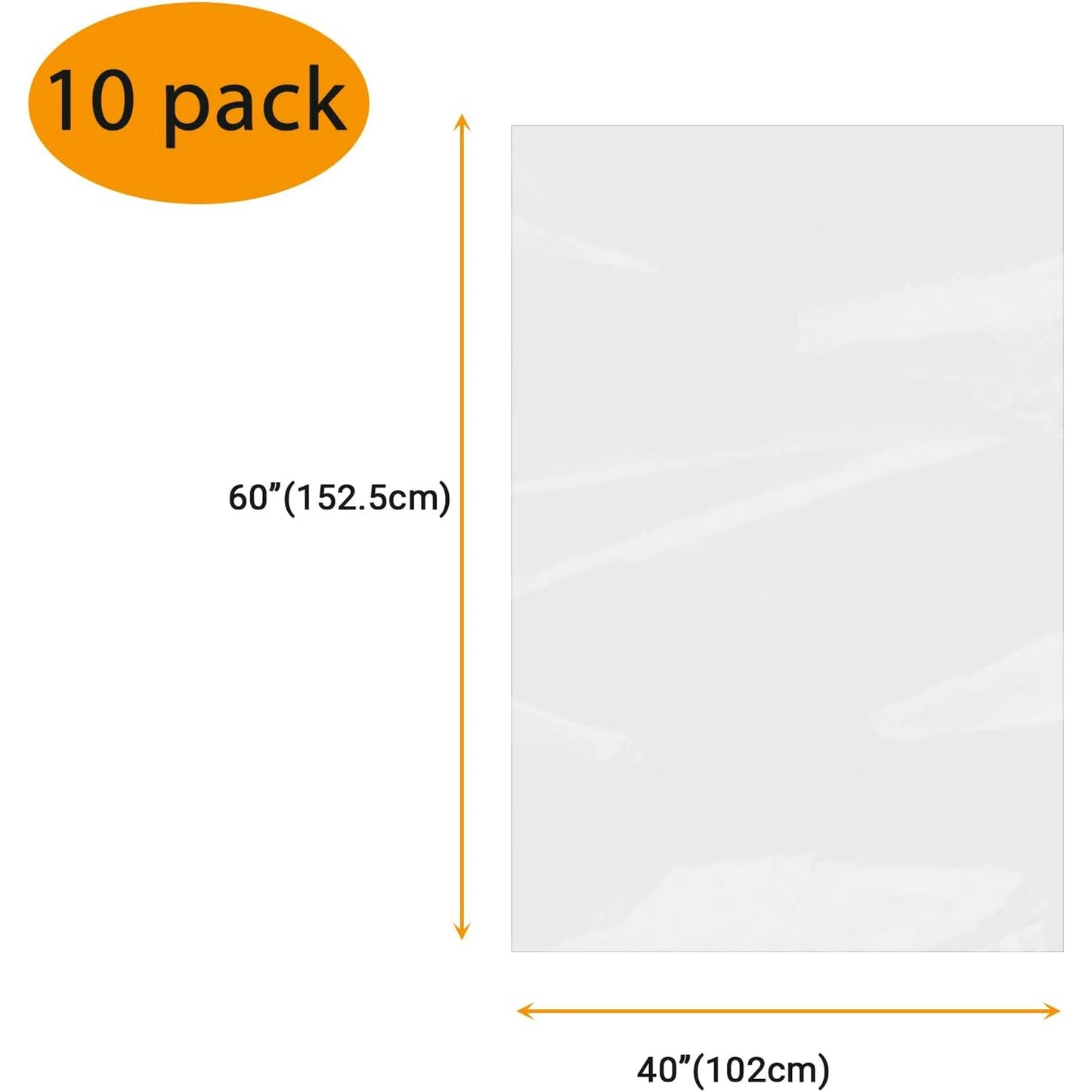 10 Count 40x60 inches large Clear Plastic Bag Giant Storage Bags Furniture Cover Plastic Bag for Moving Protection and Long Term Storage, Large Items Dustproof, Moistureproof (2 Mil)