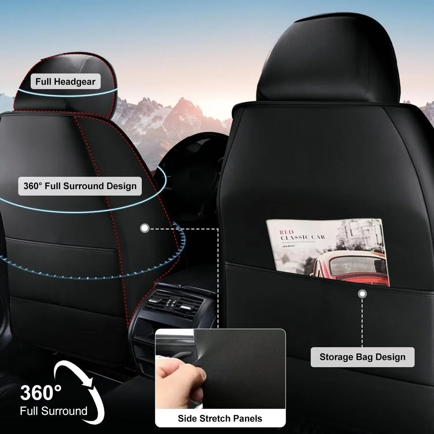 AOMSAZTO Fit Chevy/Chevrolet Equinox 2011-2024 Car seat Cover 5-seat Faux Leather Full Set Compatible Airbag
