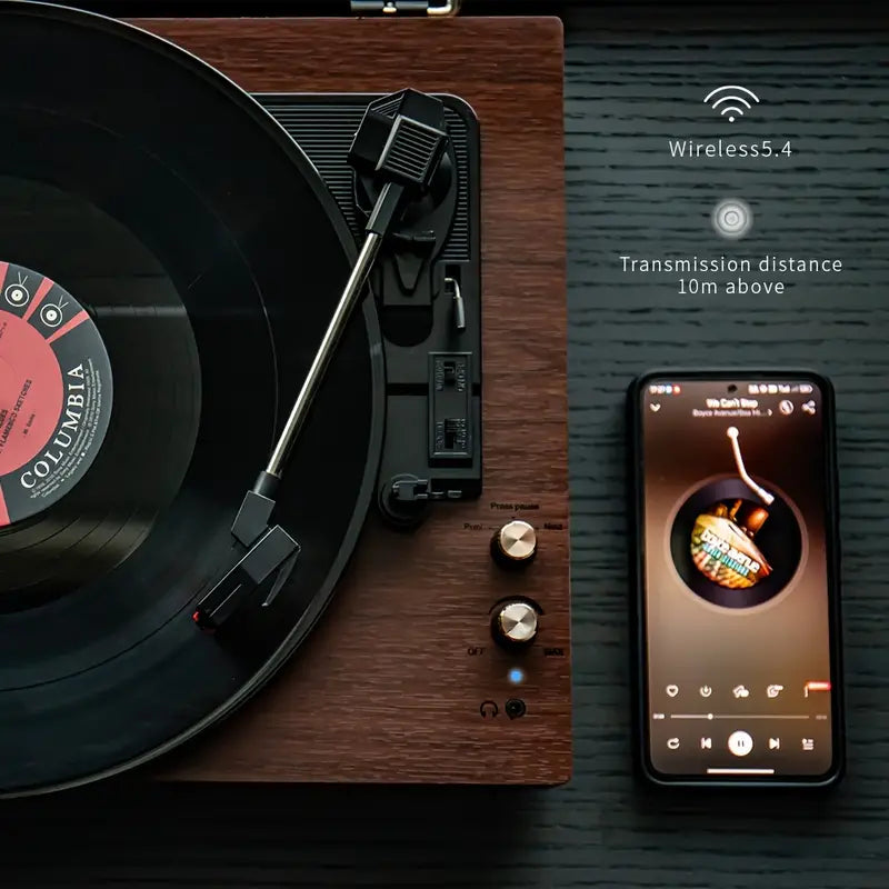 Record Player E300, 3-Speed 33/45/78RPM Vinyl Spinner with 2 Built-in Stereo Speakers, Headphone Jack, USB, AUX-IN,RCA-Out and Recording