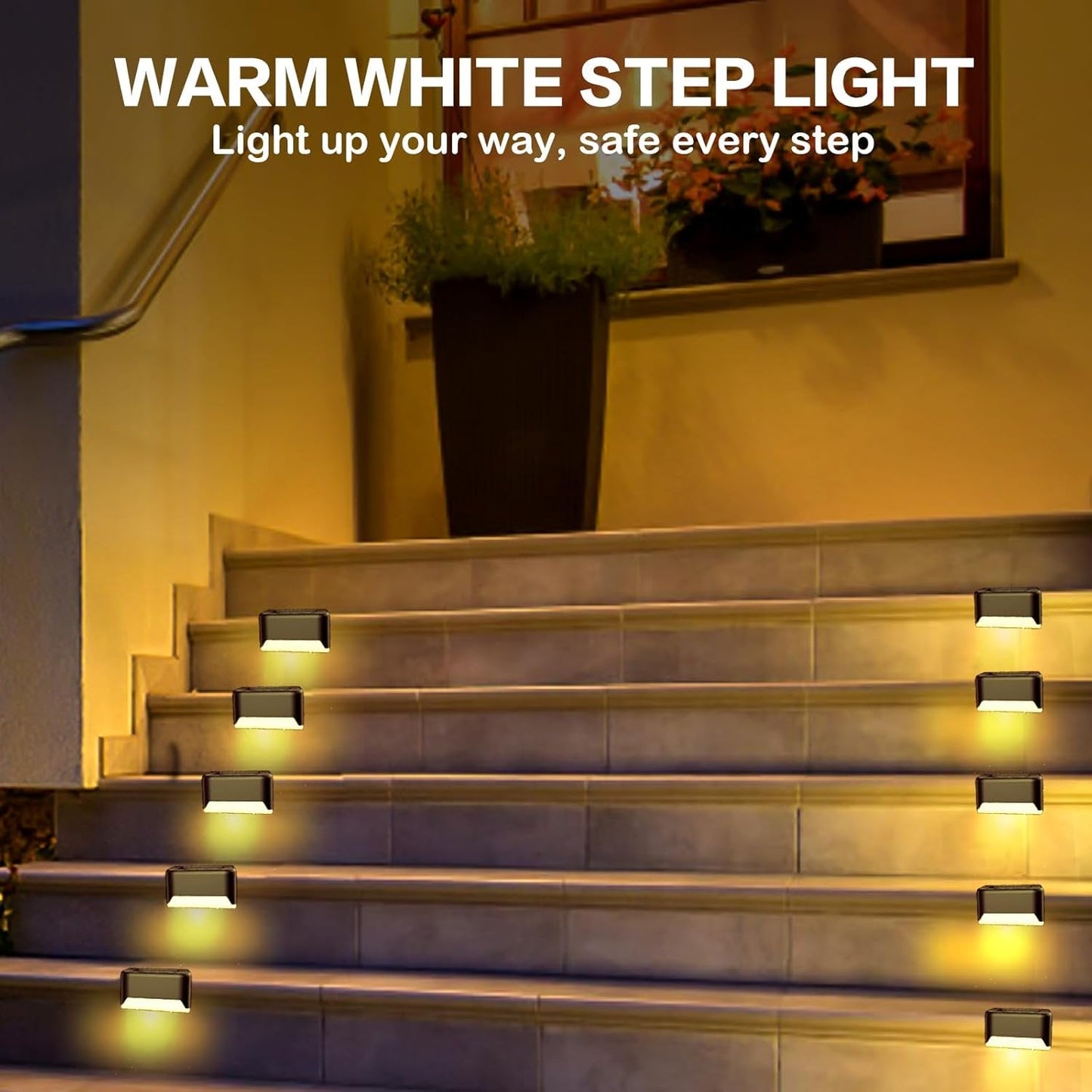16 Pack Solar Deck Lights Outdoor, Solar Step Lights Waterproof LED Solar Lights for Outdoor Stairs Step Fence Yard Patio Pathway Christmas Decoration Lights(Black-Warm White)