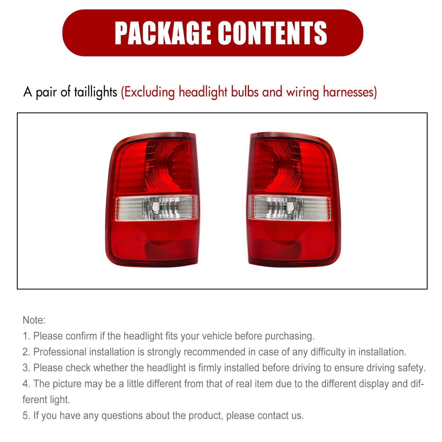 Pair Tail Lights Fit For 2004 2005 2006 2007 2008 Ford F150 F-150 Rear Lamps