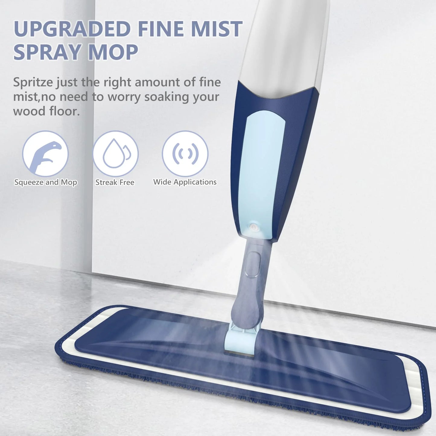 CANDEY Spray Mops for Hardwood Floor Cleaning with 780ml Refillable Bottle and Washable Pads Wet Dry Dust Floor Cleaning