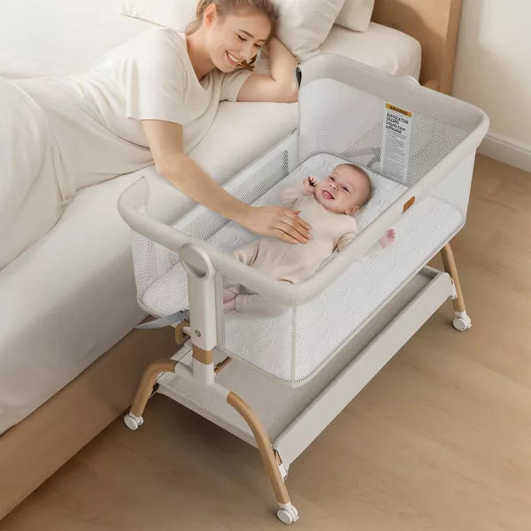 BabyBond Baby Bassinet 3 in 1 Bedside Sleeper with Soft Mattress and Sheet, 6 Height Adjustable baby sleeper,Bedside Crib for Infants