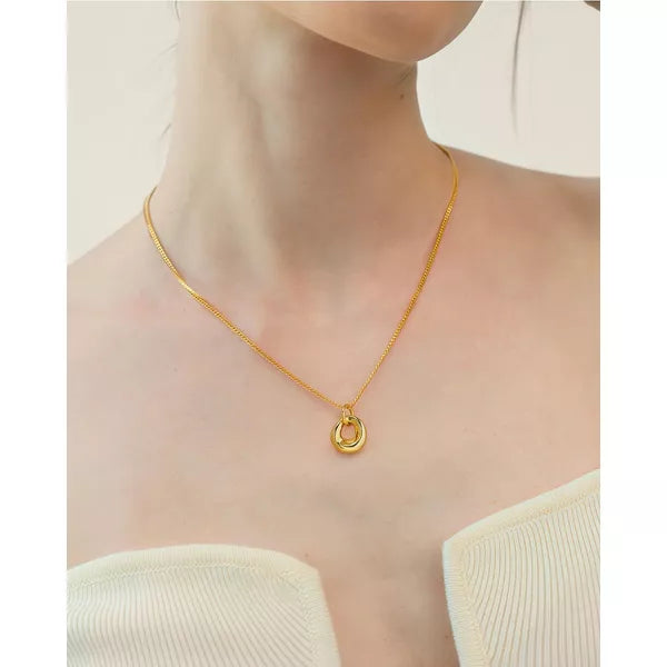 Molenia 14K Gold Plated Circle Necklace, 925 Sterling Silver Irregular Circle Pendant Infinity Necklace Chain Jewelry Gifts for Her Women