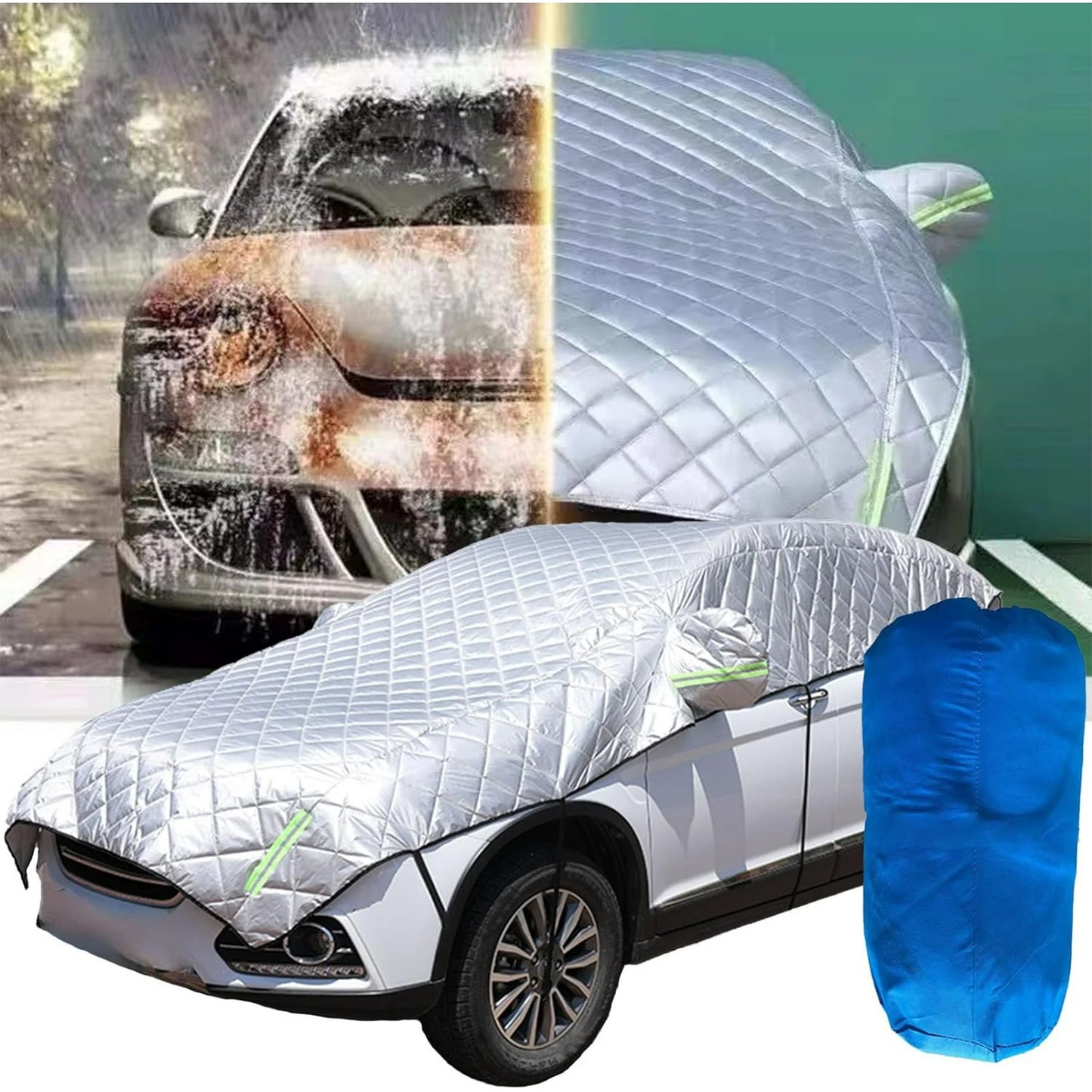HOYUFEI Silver, Nano Aluminum Foil Film, SUV, Hail Proof Vehicle Cover, 4950mm x 1850mm