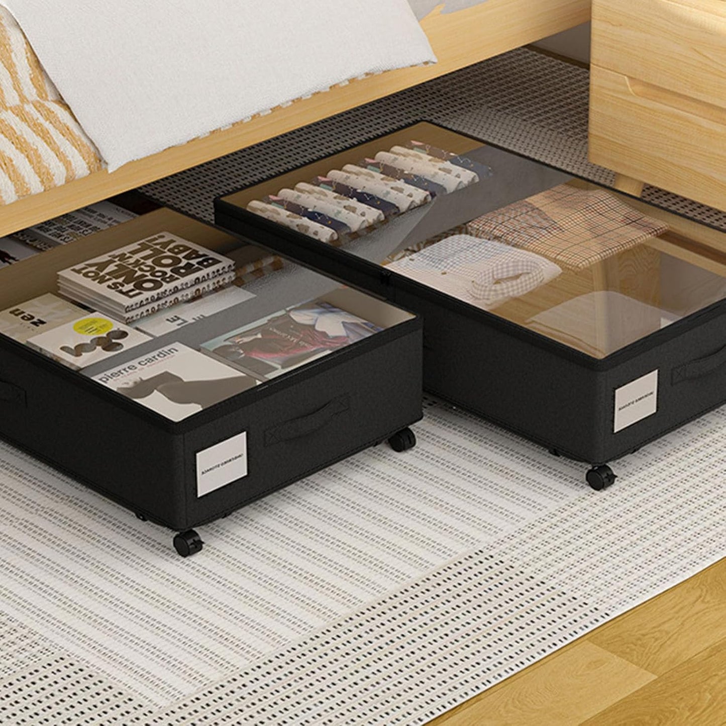 Large Capacity Under Bed Storage with Wheels, Under Bed Storage Containers-Under Bed Storage, Under Bed Storage Organizer for Clothes, Blankets, Shoes, Books, Toys