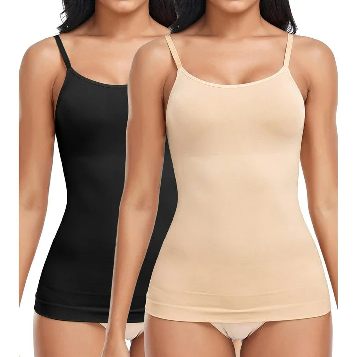MANIFIQUE 2 Pack Compression Tank Cami Tummy and Waist Control Body Shapewear Camisole for Women