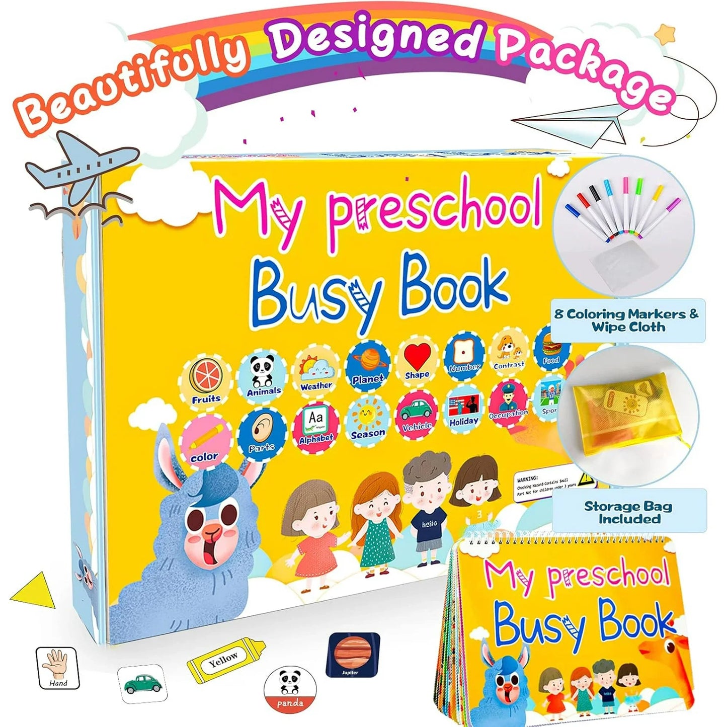 Montessori Education Learning Toy for Toddlers 1 2 3 4 5 Years, My Preschool Learning Activities Busy Book, Autism Sensory Travel Toys for Kids, Christmas Birthdays Gifts for Boys and Girls