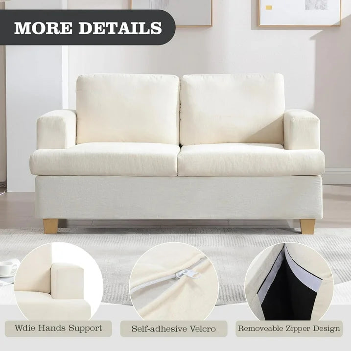 YOUDENOVA 89 Inch Sofa Couch, Modern 2-Seater Sofa for Living Room, Modern Sleeper Couches Deep Seat Sofa Lounge for Apartment, Beige Chenille