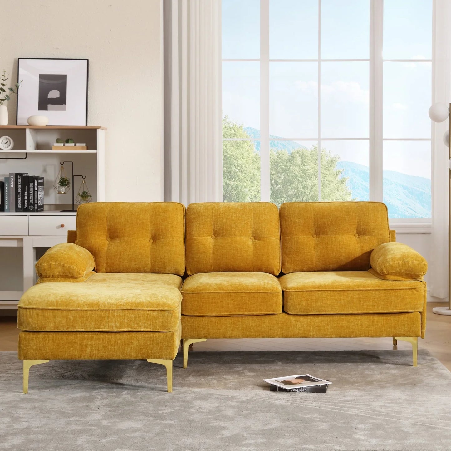 YOUDENOVA Convertible Sectional Sofa Couch, Convertible L Shaped Couch with Reversible Chaise, Sectional Couch for Small Space Apartment, 3 Seater