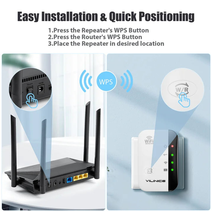 VILINICE AC1200 Dual Band Wi Fi Extender, Coverage up to 3000 sq ft, 2 Count, 2 Pack
