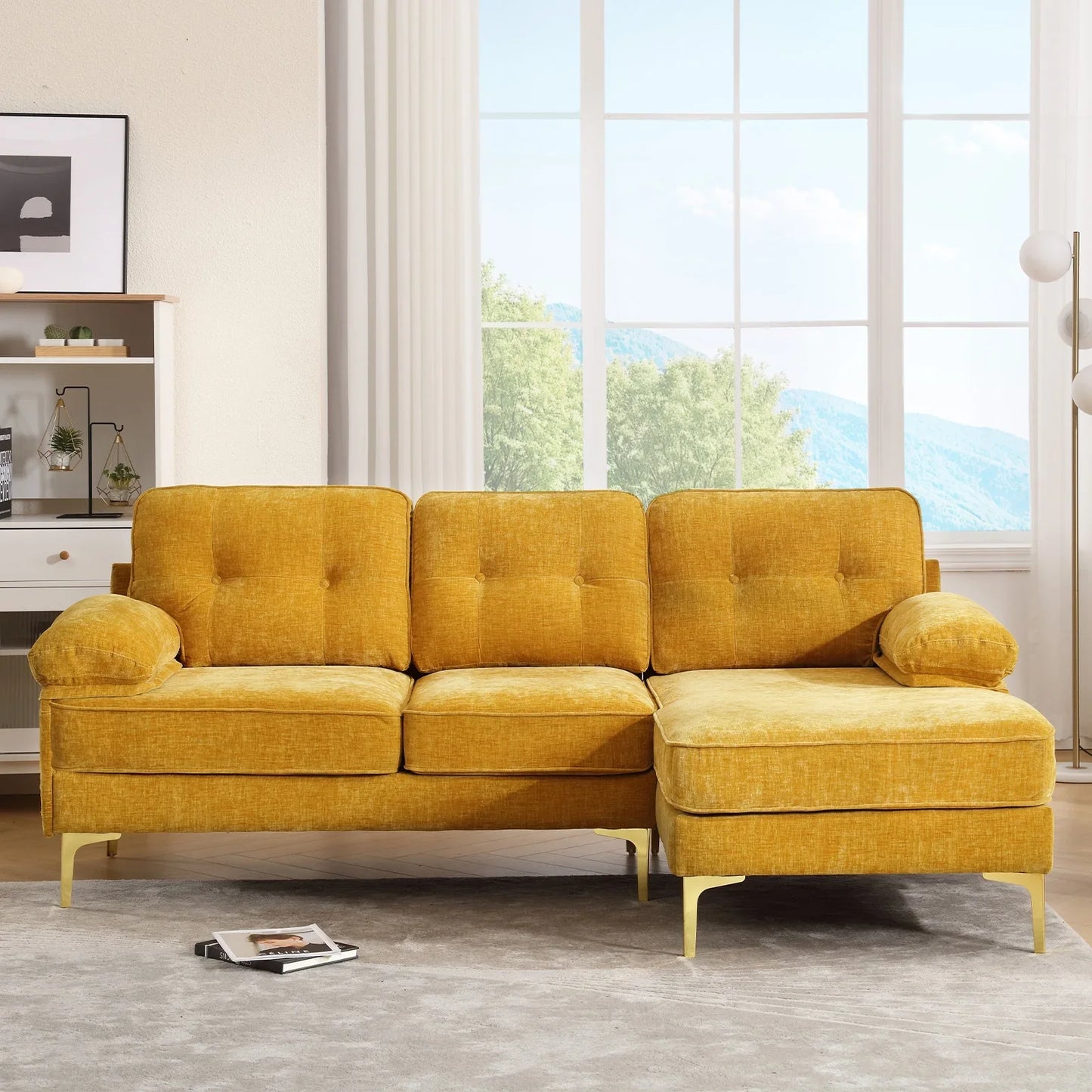 YOUDENOVA Convertible Sectional Sofa Couch, Convertible L Shaped Couch with Reversible Chaise, Sectional Couch for Small Space Apartment, 3 Seater