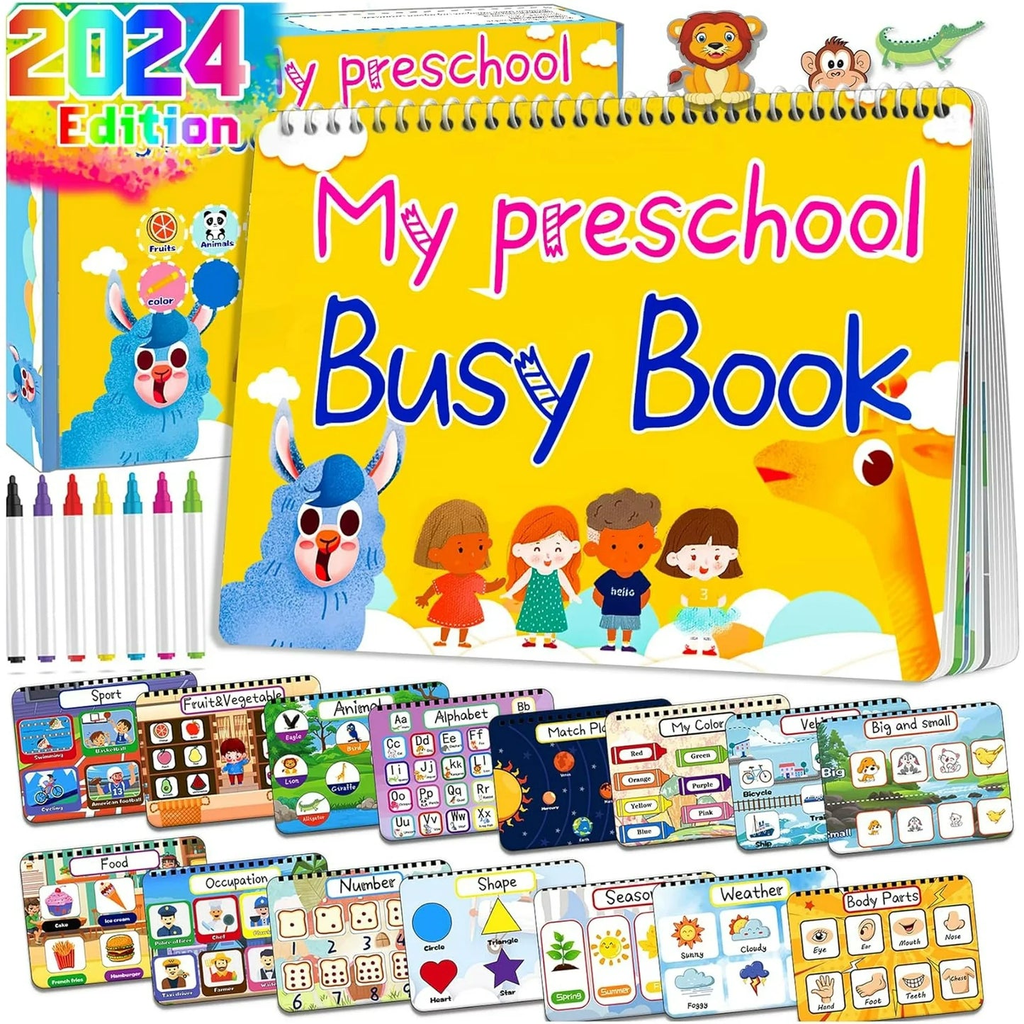 Montessori Education Learning Toy for Toddlers 1 2 3 4 5 Years, My Preschool Learning Activities Busy Book, Autism Sensory Travel Toys for Kids, Christmas Birthdays Gifts for Boys and Girls