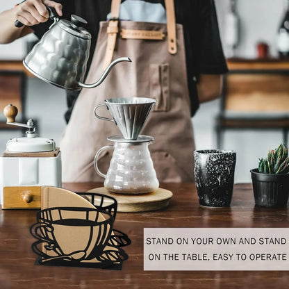 Stylish Coffee Filter Holder, Cute Napkin Holder for Table, Coffee Paper Storage for Fan-shaped, T-shaped, Square-shaped Over Paper Filters, Metal Coffee Filter Storage, for Kitchen Office Restaurant